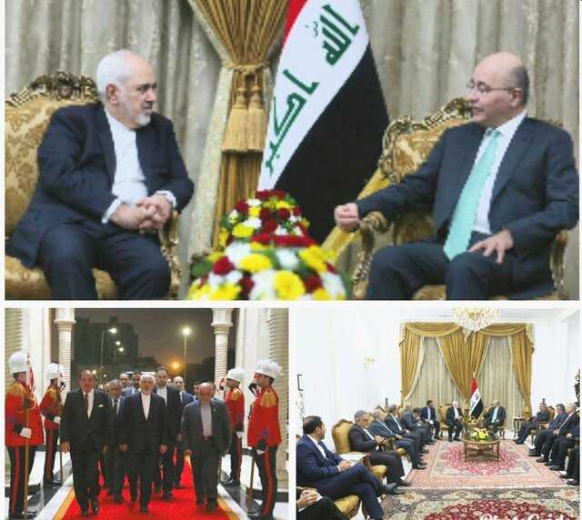 ” ظریف “در دیدار با رئیس جمهور عراق : بر تمایل تهران برای گسترش افق های همکاری و هماهنگی دوجانبه با عراق تاکید کرد.