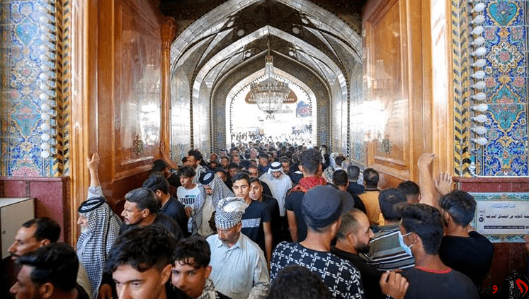حضور میلیونی زائران عراقی در حرم علوی همزمان با سالروز رحلت رسول‌الله ( ص )
