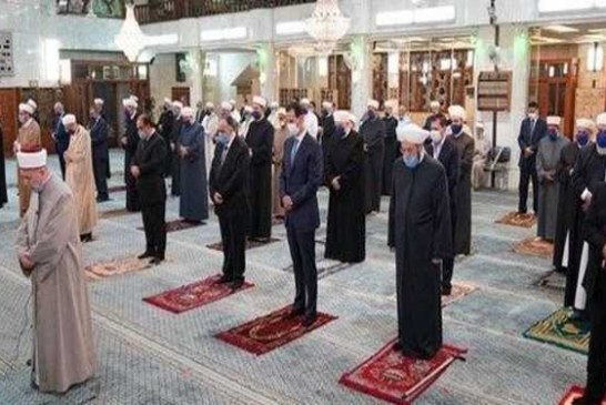 حضور رئیس جمهور سوریه در مراسم میلاد نبی اکرم(ص) در مسجد جامع دمشق
