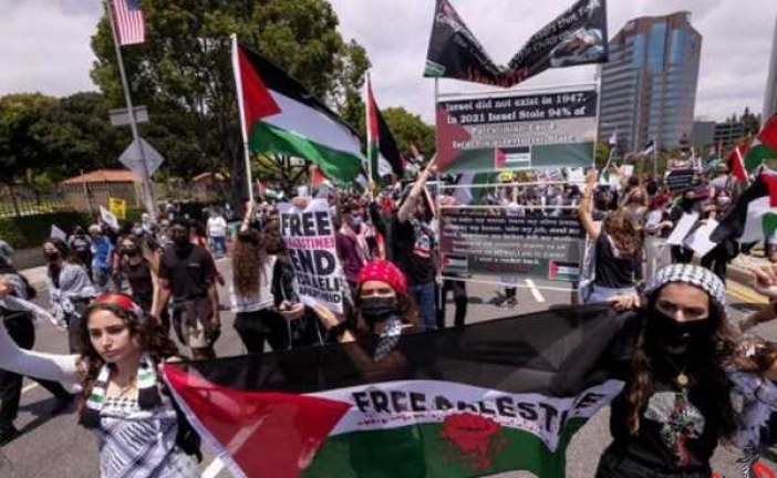 مردم آمریکا در حمایت از فلسطینیان تظاهرات برپا کردند
