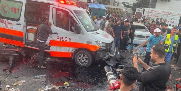 جنایتی دیگر از صهیونیست‌ها: حمله به آمبولانس حامل زخمی‌ها