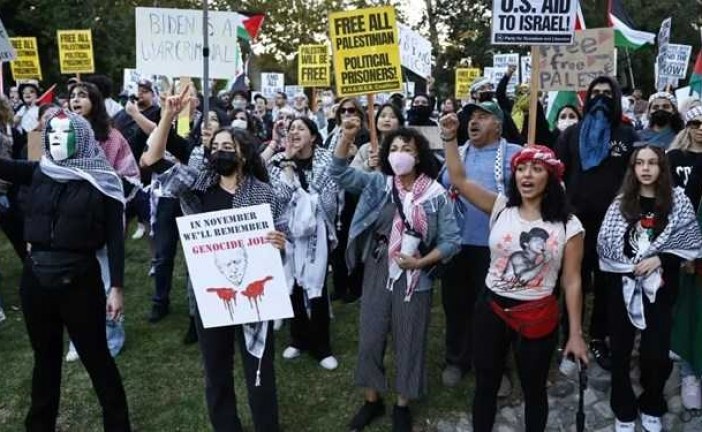 «جوی نسل کُش»؛ شعار حامیان فلسطین در تجمع انتخاباتی بایدن در کالیفرنیا